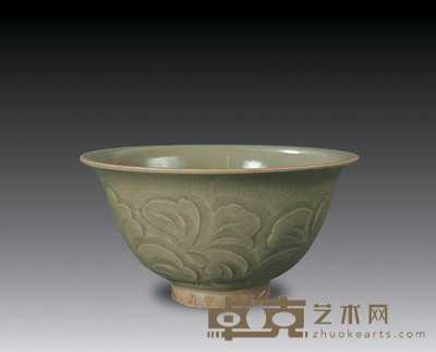 宋代 耀州窑青釉剔刻花卉纹碗 直径13.7cm